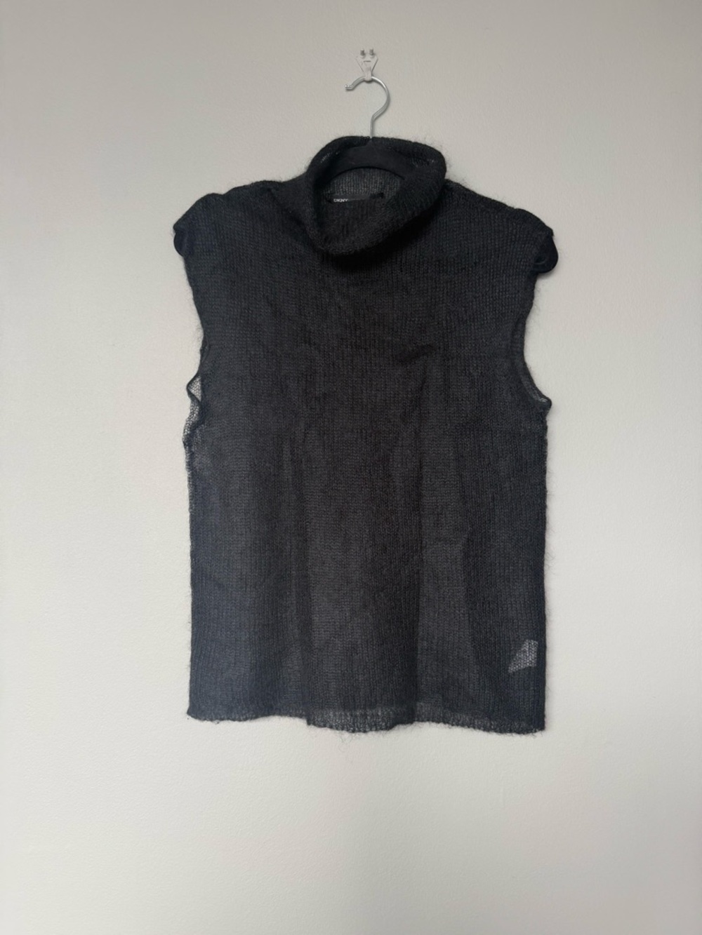 DKNY Sleeveless Black Turtleneck Knit Sweater